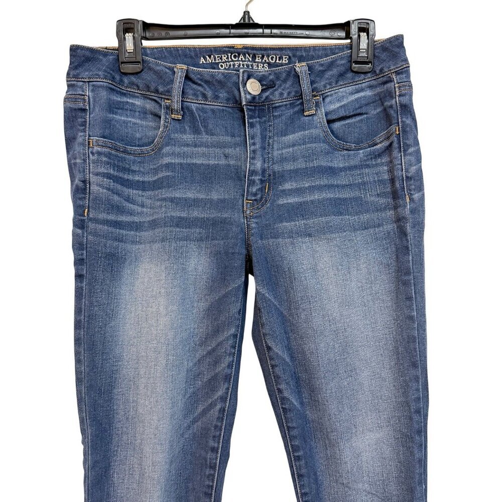 American Eagle Outfitters Super Stretch Jegging Jeans Size 10 Denim Blue Midrise - Picture 4 of 6